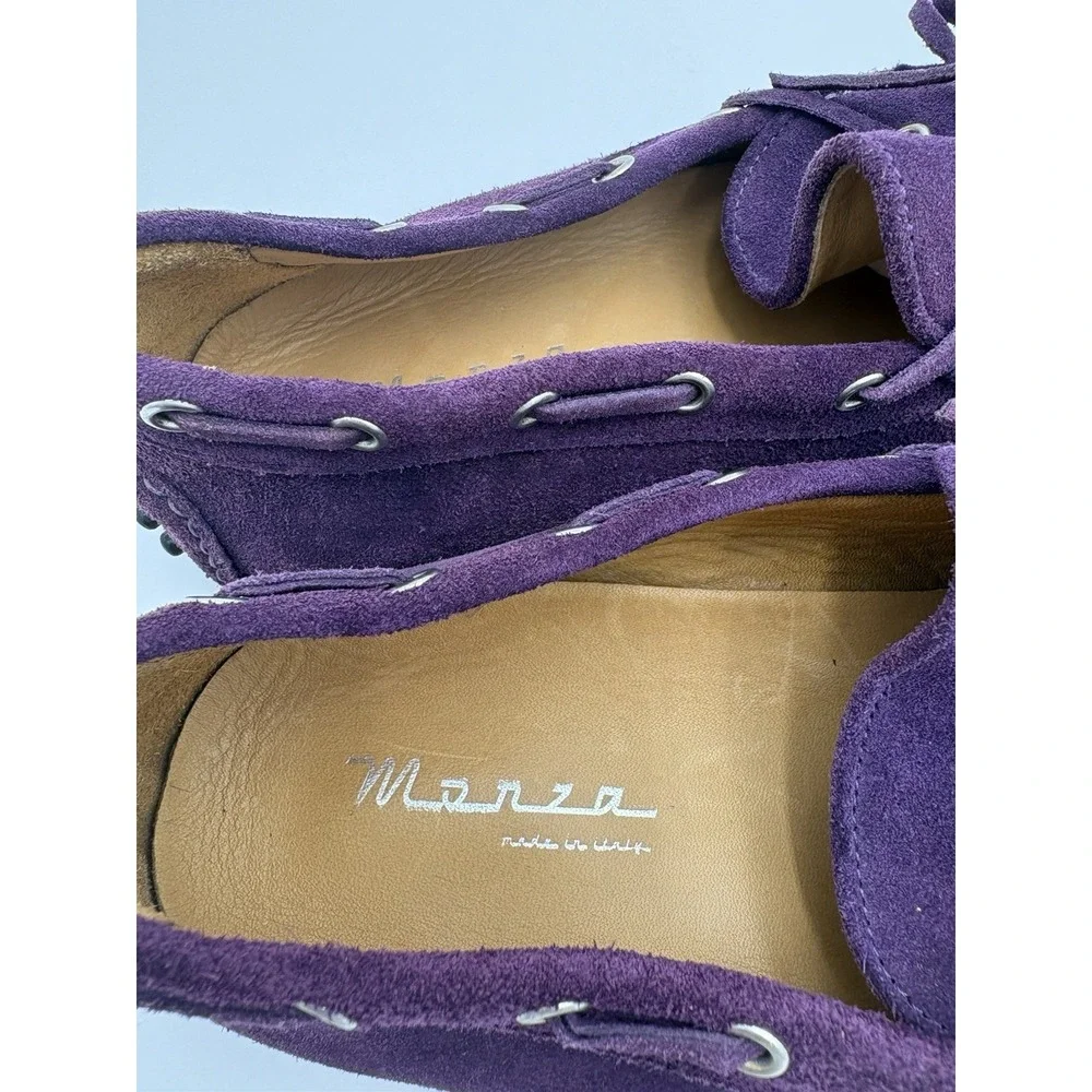 MONZA Men's Purple Leather Suede Driving Car‎ Shoe 42.5/9.5
